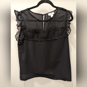 NWOT Black Sleeveless Lace Blouse - Size L